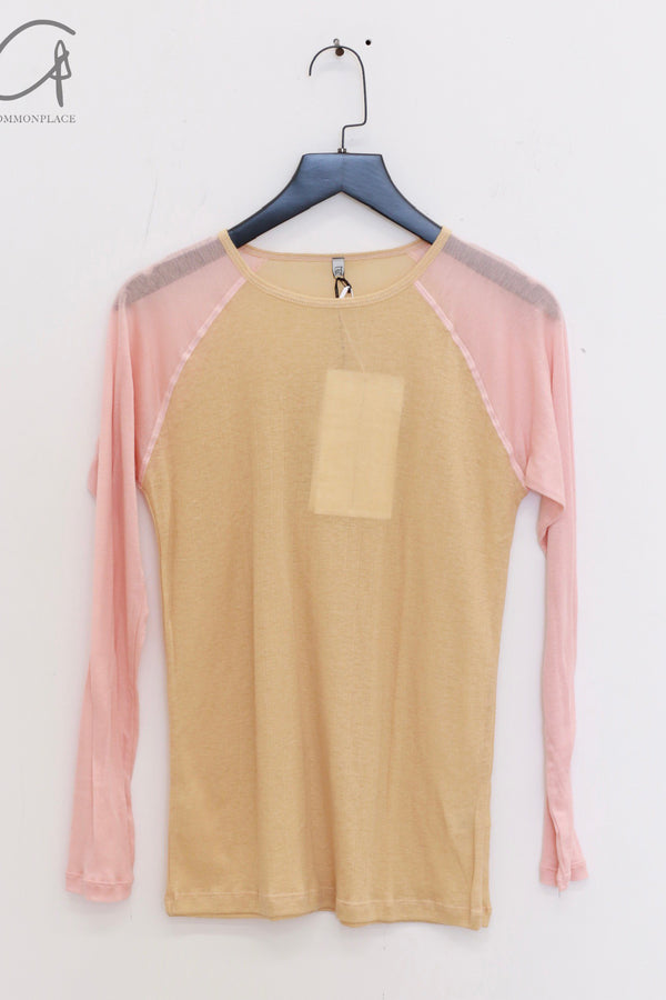 BASERANGE 25 Early Spring GENE Long Sleeve T-Shirt BAS-TOGNL-LW-SP25-HF HEN YELLOW/BUIO PINK